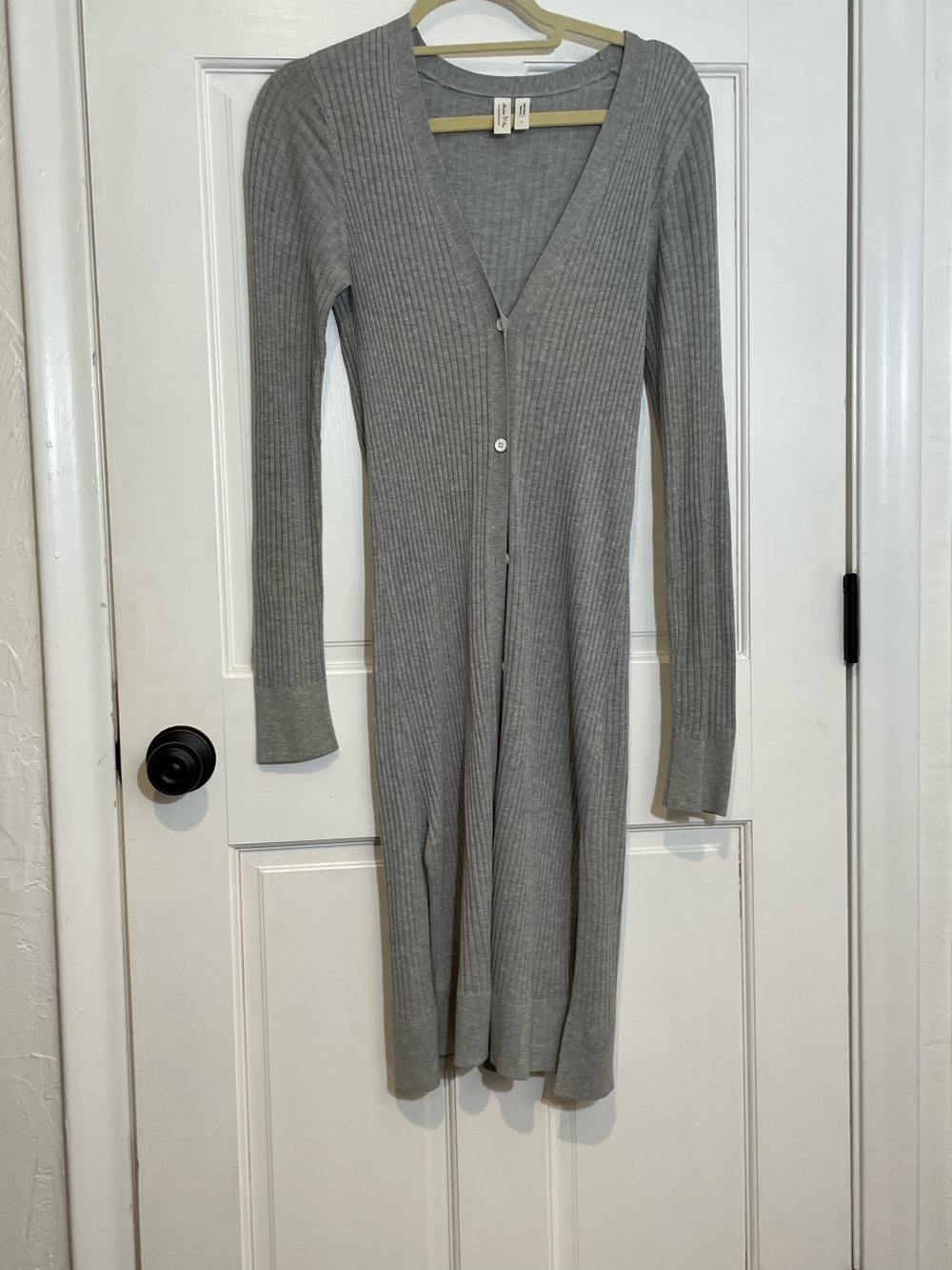 Meadow Rue by Anthropologie Gray Ribbed Long Sleeve Duster Cardigan Size S